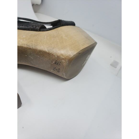 Marni Platform Wooden Heels Brown Black Snake Leather Made in Italy SZ 38 Womens - Picture 8 of 12